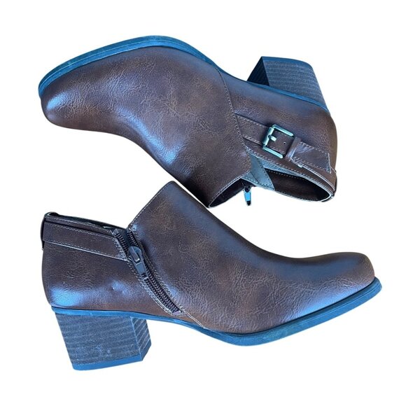 Naturalizer Soul Brown Faux Leather Ankle Boots With Zipper & Buckle Women 8 - Picture 10 of 14